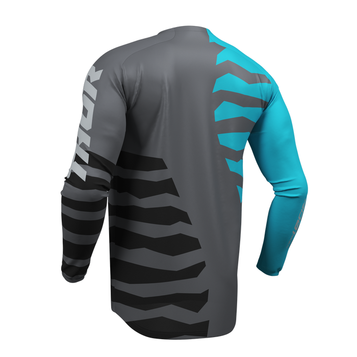 Thor Launchmode Shredder Charcoal/Aqua Gear Combo jersey view