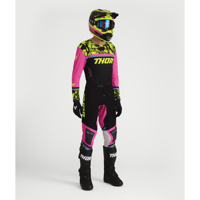 Thor Sportmode Punk'd Black/Fuchsia Gear Combo full outfit view 2