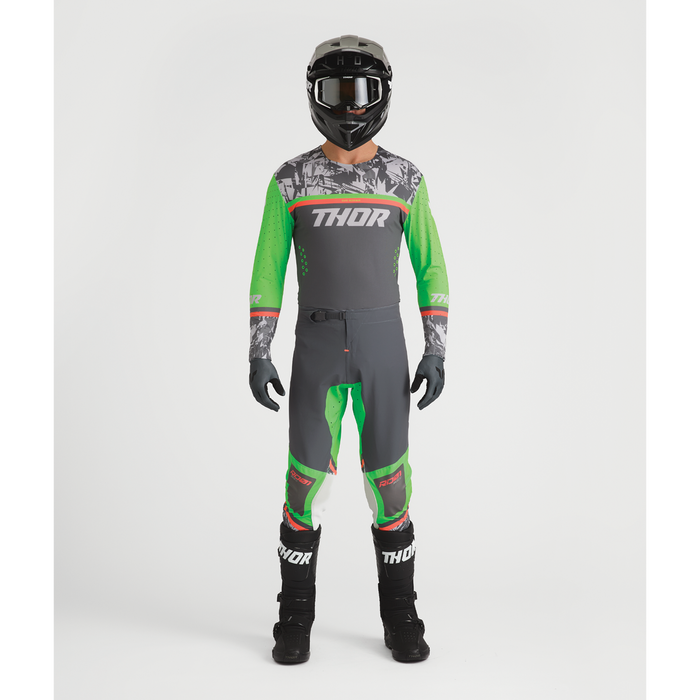 Thor Sportmode Punk'd Charcoal/Green Gear Combo full outfit view 1