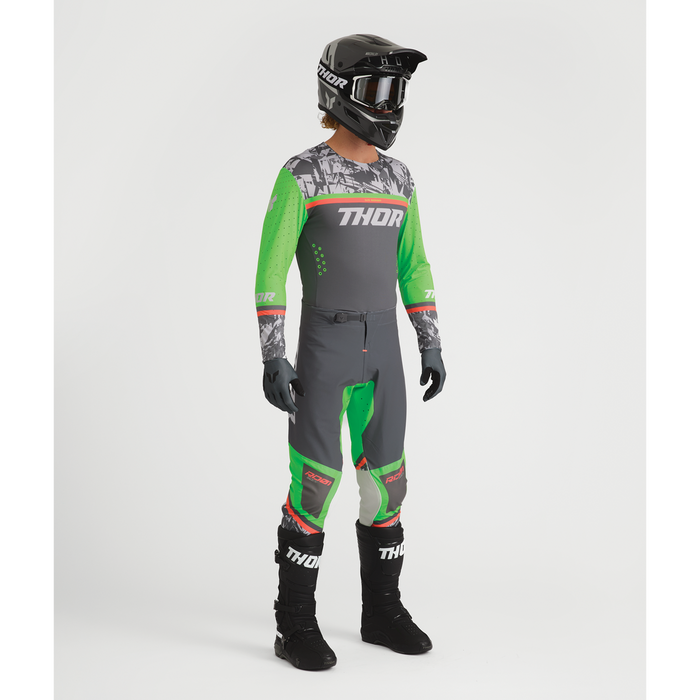 Thor Sportmode Punk'd Charcoal/Green Gear Combo full outfit view 2