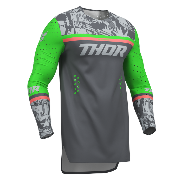 Thor Sportmode Punk'd Charcoal/Green Gear Combo jersey view
