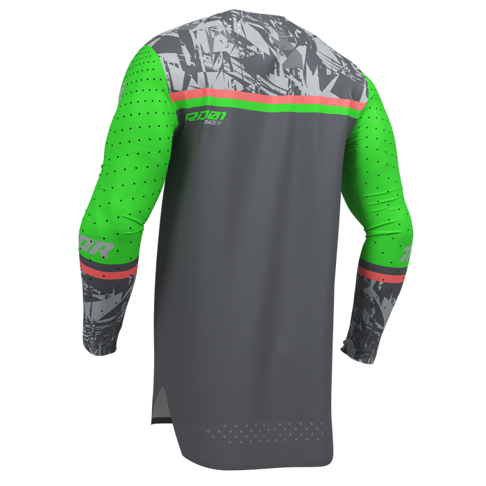 Thor Sportmode Punk'd Charcoal/Green Gear Combo jersey view