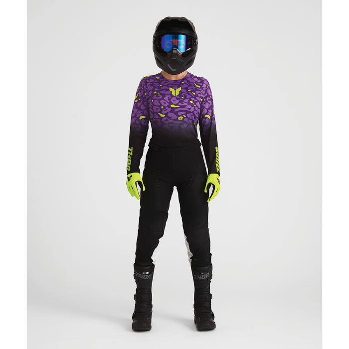 Thor Women's Launchmode Spotted Black/Purple Gear Combo full outfit view 1