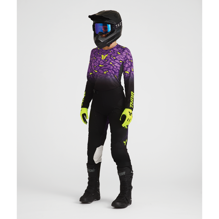 Thor Women's Launchmode Spotted Black/Purple Gear Combo full outfit view 3