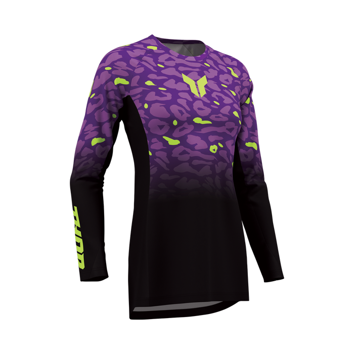 Thor Women's Launchmode Spotted Black/Purple Gear Combo jersey view