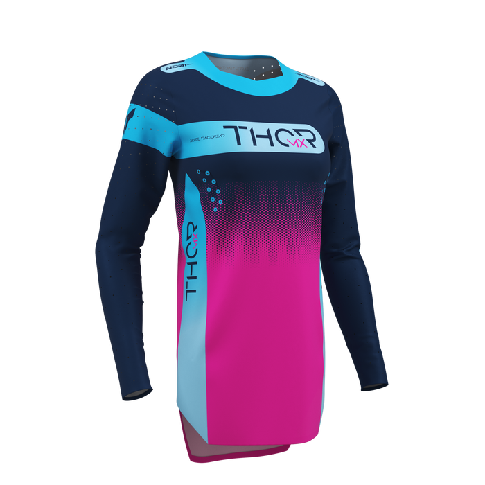 Thor Women's Sportmode Merge Navy/Fuchsia Gear Combo jersey view