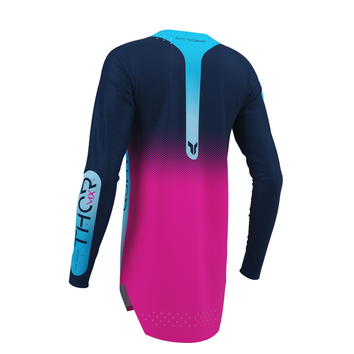 Thor Women's Sportmode Merge Navy/Fuchsia Gear Combo jersey view