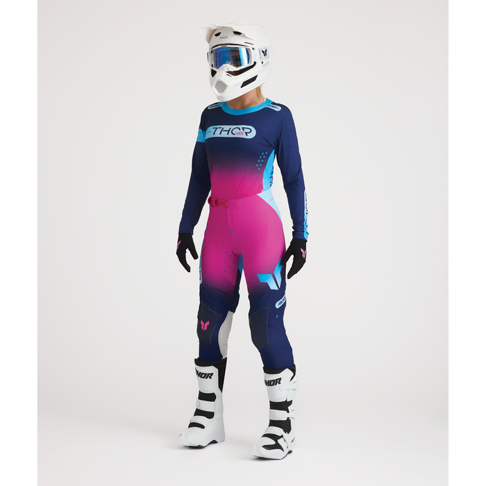 Thor Women's Sportmode Merge Navy/Fuchsia Gear Combo full outfit view 3