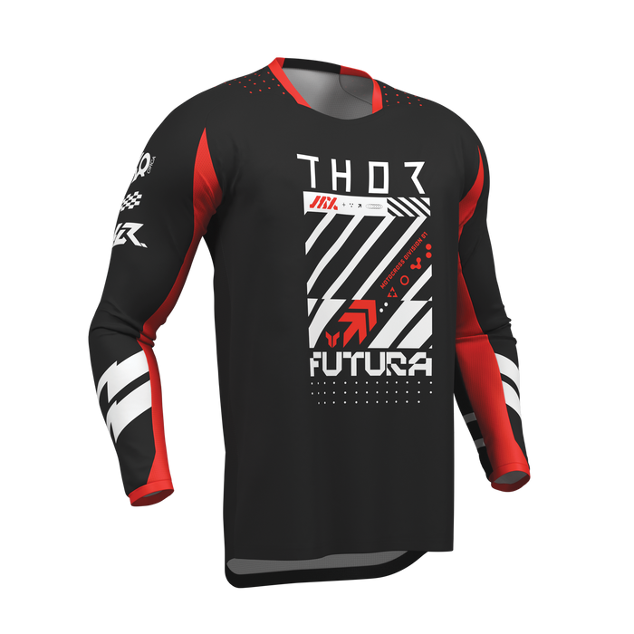Thor Youth Launchmode Futura Black/Red Gear Combo jersey view