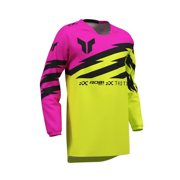 Thor Youth Launchmode Shockie Acid/Fuchsia Gear Combo jersey view
