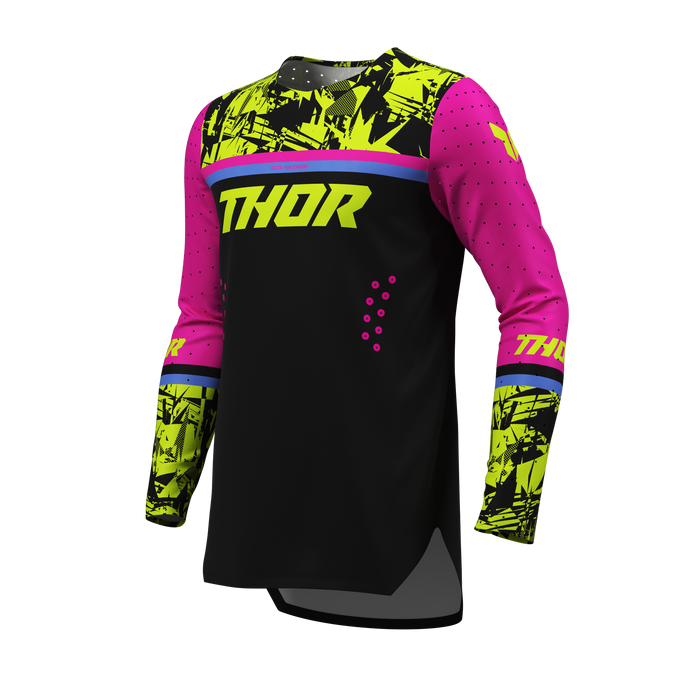 Thor Youth Sportmode Punk'd Jersey in Black/Fuchsia