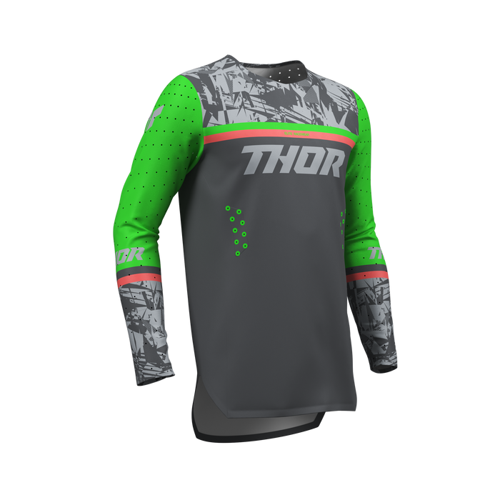 Thor Youth Sportmode Punk'd Charcoal/Green Gear Combo jersey view