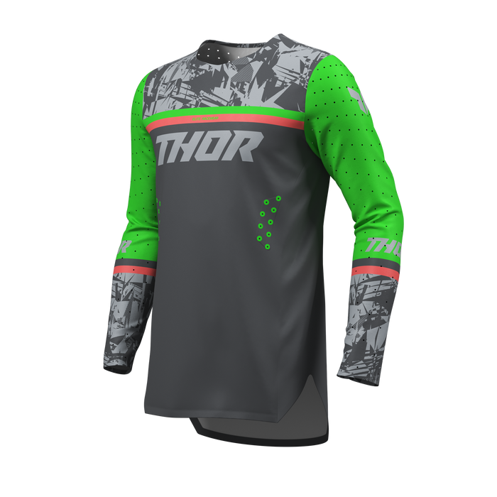 Thor Youth Sportmode Punk'd Jersey in Charcoal/Green