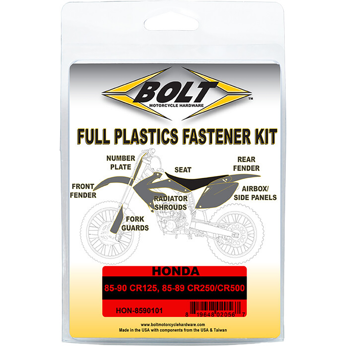 Bolt Motorcycle Full Plastic Fastener Kit - Honda