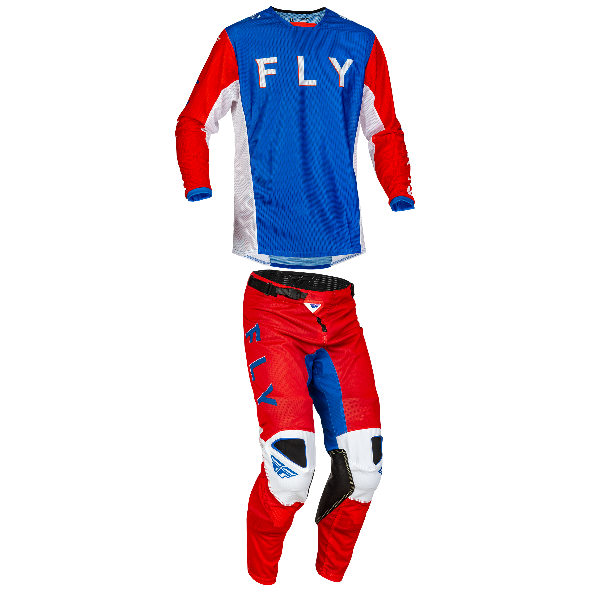 2023.5 Fly Racing Kinetic Mesh Kore Red White Blue Gear Combo Adult