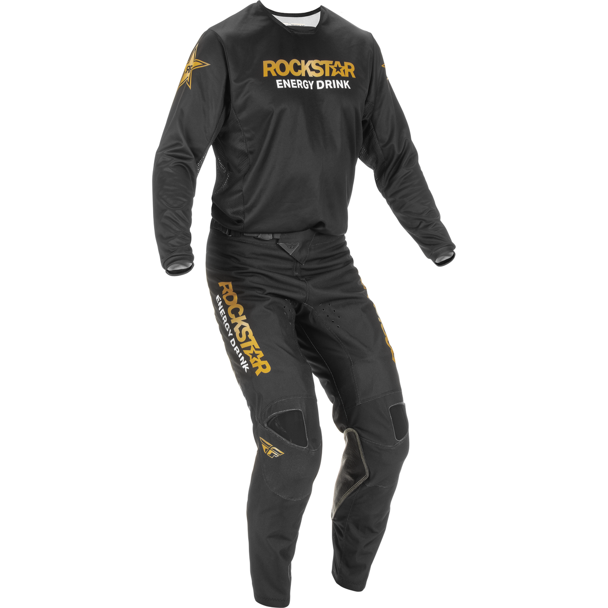 2022 FLY Racing Kinetic Wave Gear Combo | Black/Gold | Bent Lever ...