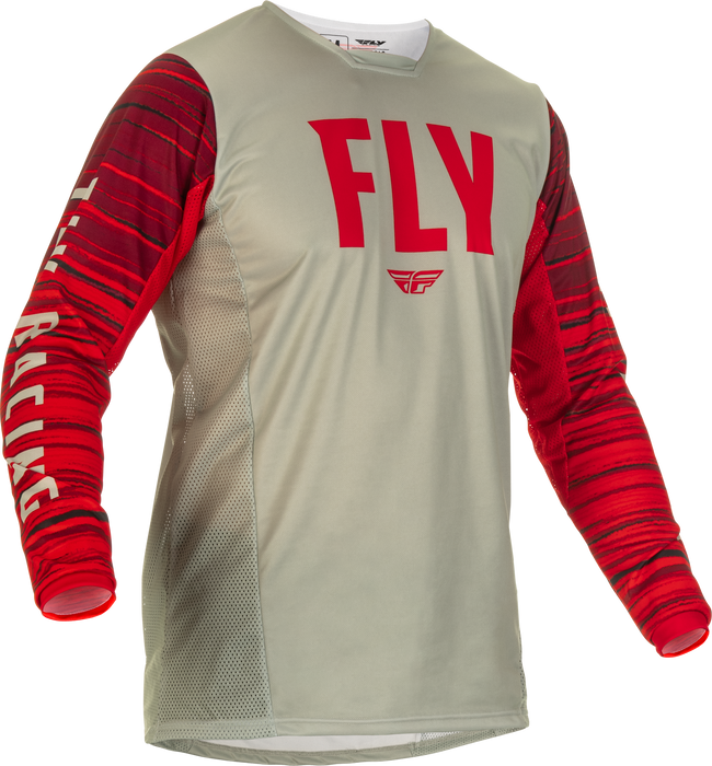 2022 Fly Racing Adult Kinetic Wave Light Grey/Red Gear Combo