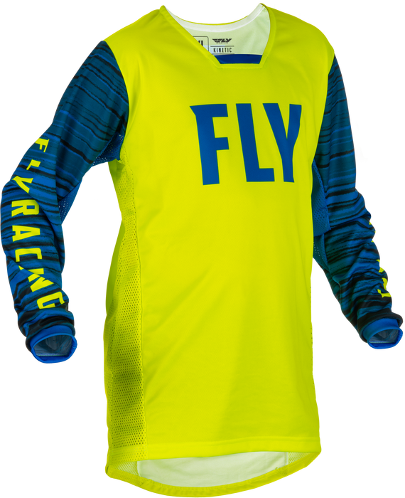 2022 Fly Racing Youth Hi-Vis/Blue Kinetic Wave Gear Combo