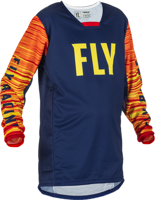 2022 Fly Racing Youth Navy/Yellow/Red Kinetic Wave Gear Combo