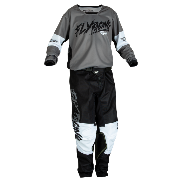 2024 Fly Racing Youth Kinetic Khaos Grey/Black/White Gear Combo