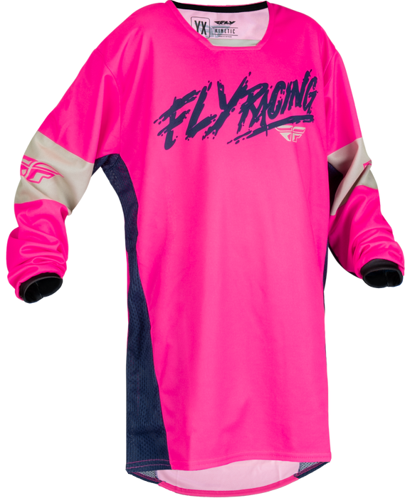 2024 Fly Racing Youth Kinetic Khaos Light Pink/Navy/Tan Gear Combo