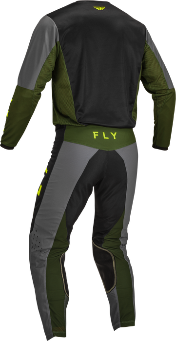 2023 Fly Racing Adult Kinetic Jet Black/Olive Green/Hi-Vis Gear Combo