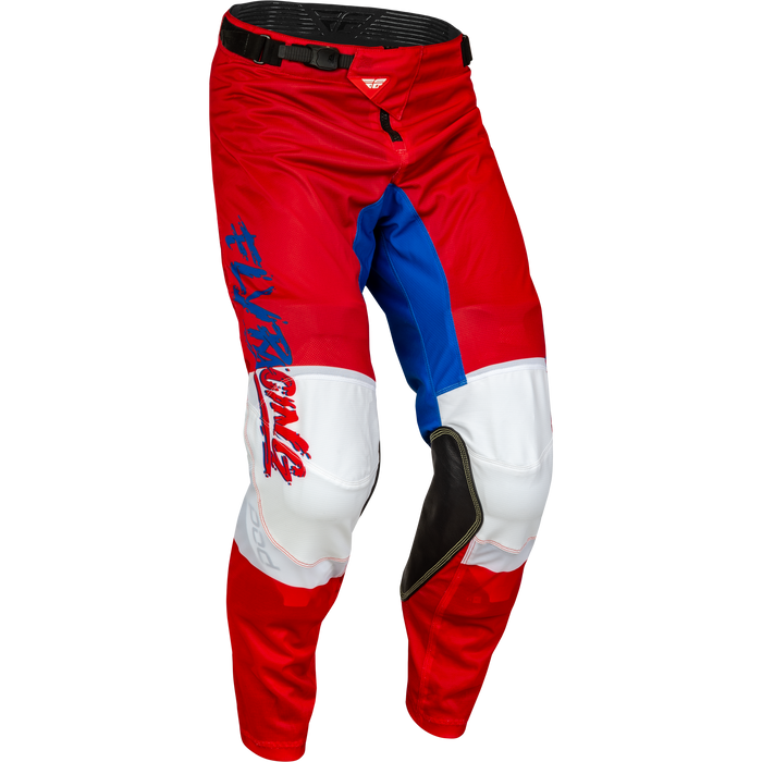 2023.5 Fly Racing Kinetic Mesh Khaos Red/White/Blue Gear Combo - Youth (6-13)
