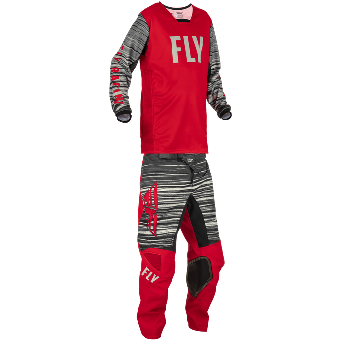 2022 Fly Racing Youth Red/Grey Kinetic Wave Gear Combo