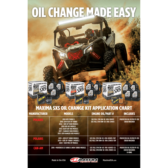 Maxima Racing UTV Oil Change Kit - Polaris 10W-50 - 90-219013-TXP